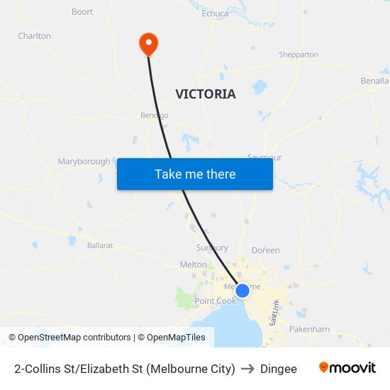 2-Collins St/Elizabeth St (Melbourne City) to Dingee map