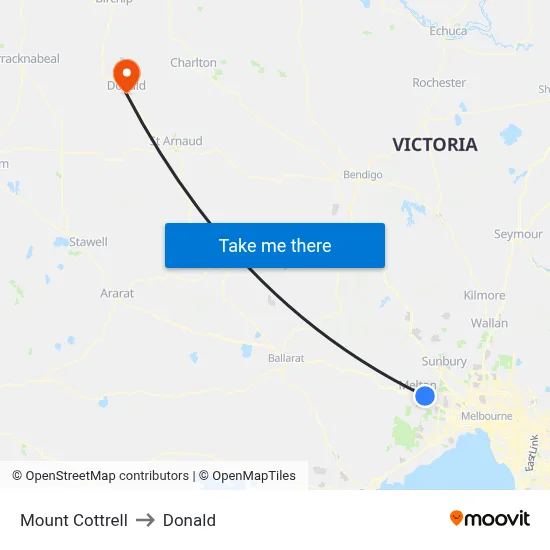 Mount Cottrell to Donald map
