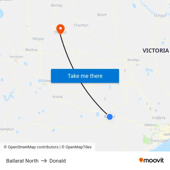 Ballarat North to Donald map