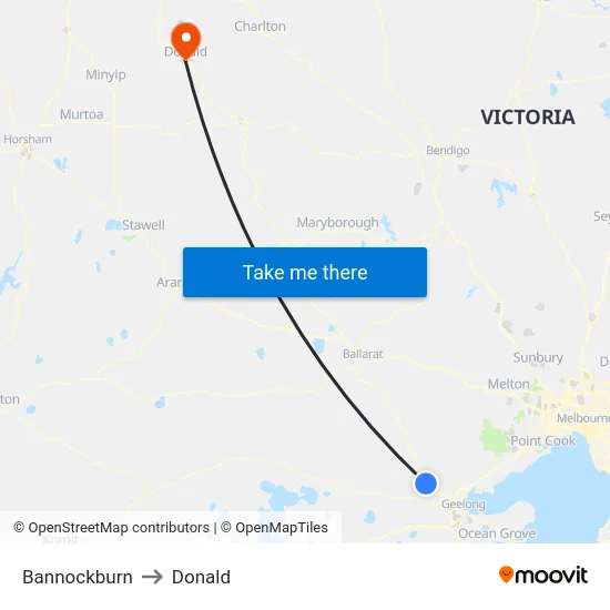 Bannockburn to Donald map