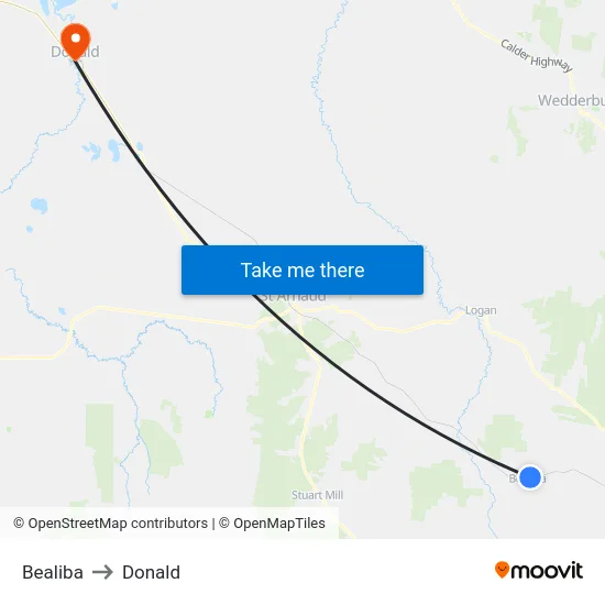 Bealiba to Donald map