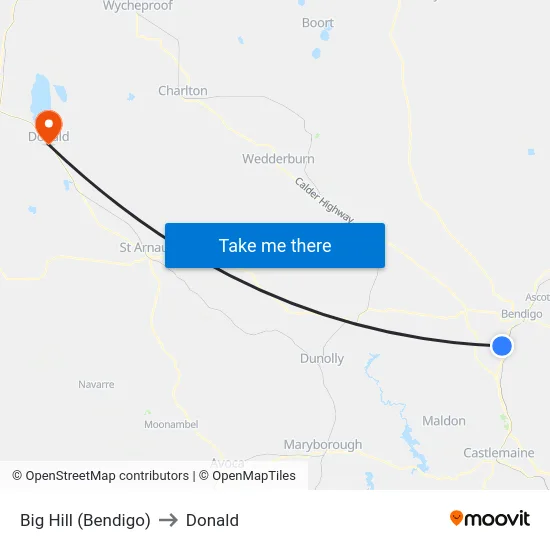 Big Hill (Bendigo) to Donald map