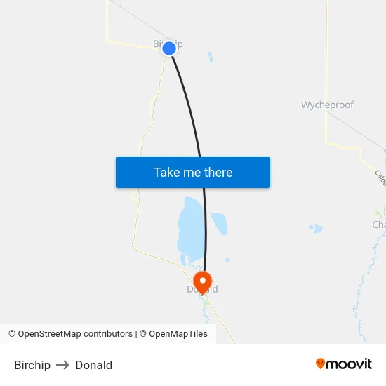 Birchip to Donald map