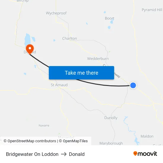 Bridgewater On Loddon to Donald map