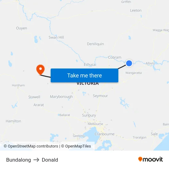 Bundalong to Donald map