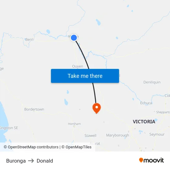 Buronga to Donald map