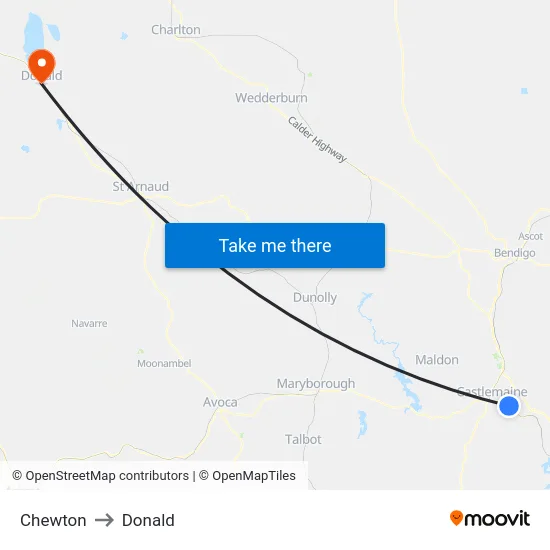 Chewton to Donald map