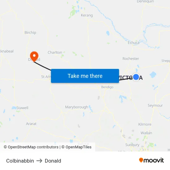Colbinabbin to Donald map
