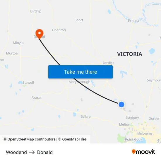 Woodend to Donald map