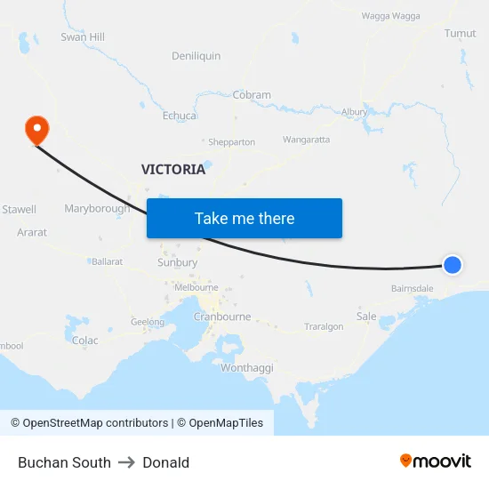 Buchan South to Donald map