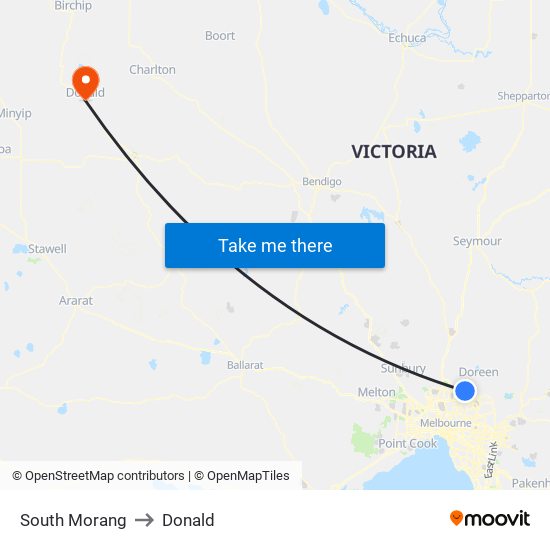 South Morang to Donald map