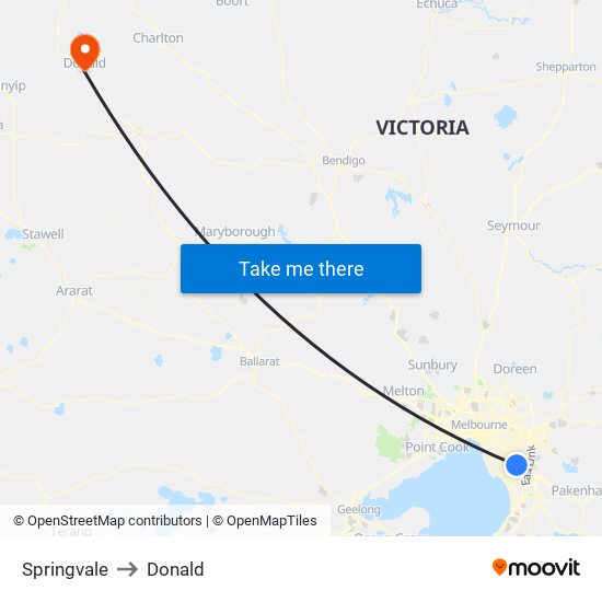 Springvale to Donald map