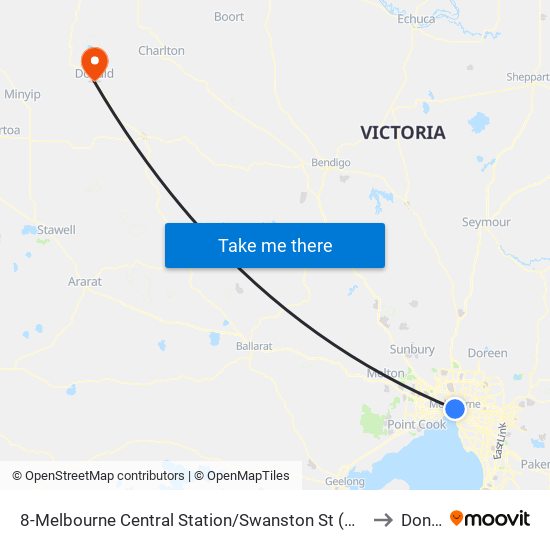 8-Melbourne Central Station/Swanston St (Melbourne City) to Donald map