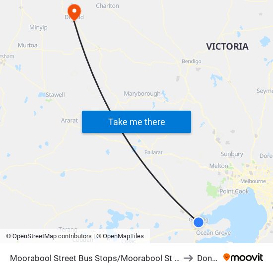 Moorabool Street Bus Stops/Moorabool St (Geelong) to Donald map