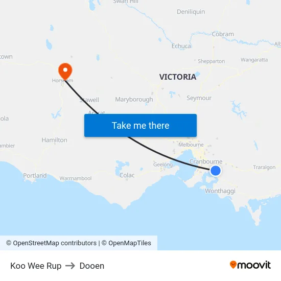 Koo Wee Rup to Dooen map