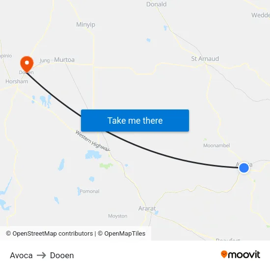Avoca to Dooen map