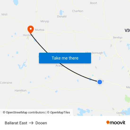 Ballarat East to Dooen map