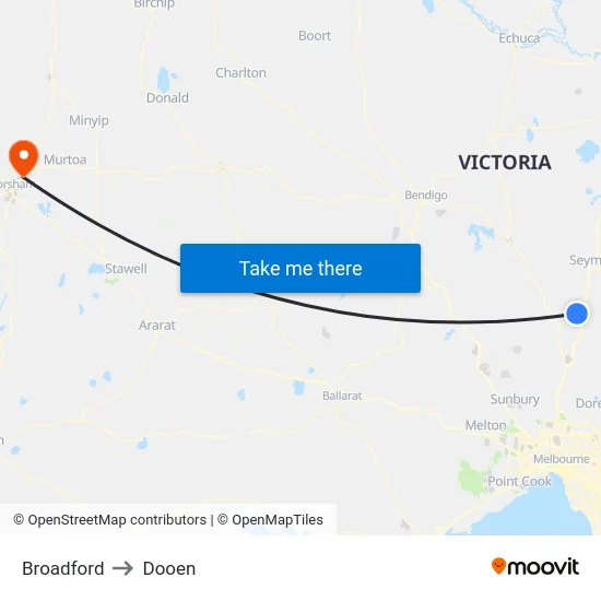 Broadford to Dooen map