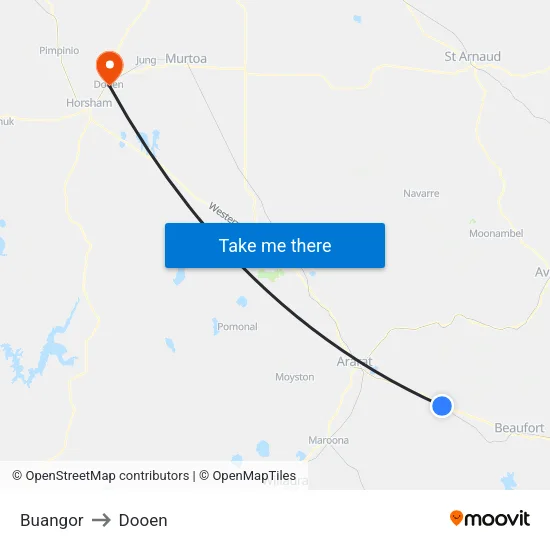 Buangor to Dooen map