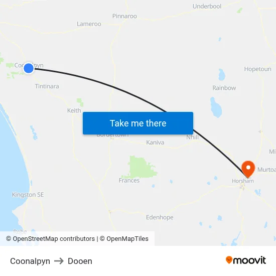 Coonalpyn to Dooen map