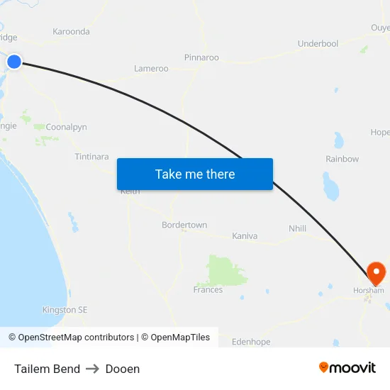 Tailem Bend to Dooen map