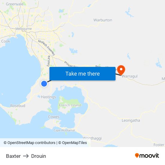 Baxter to Drouin map