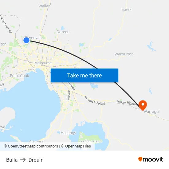Bulla to Drouin map