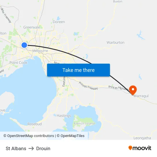 St Albans to Drouin map