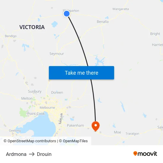 Ardmona to Drouin map