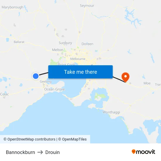Bannockburn to Drouin map