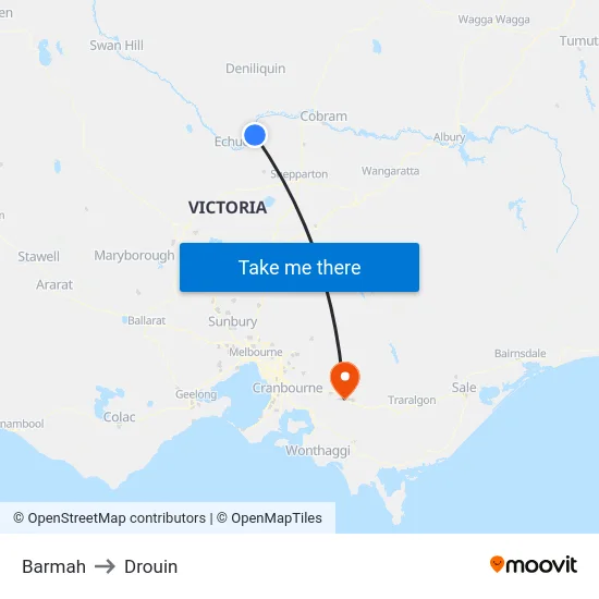 Barmah to Drouin map