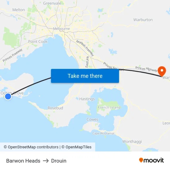Barwon Heads to Drouin map