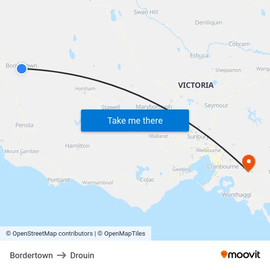 Bordertown to Drouin map