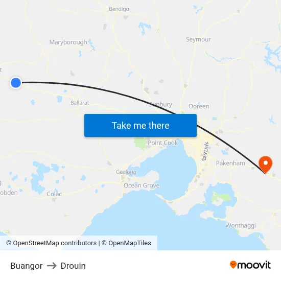 Buangor to Drouin map