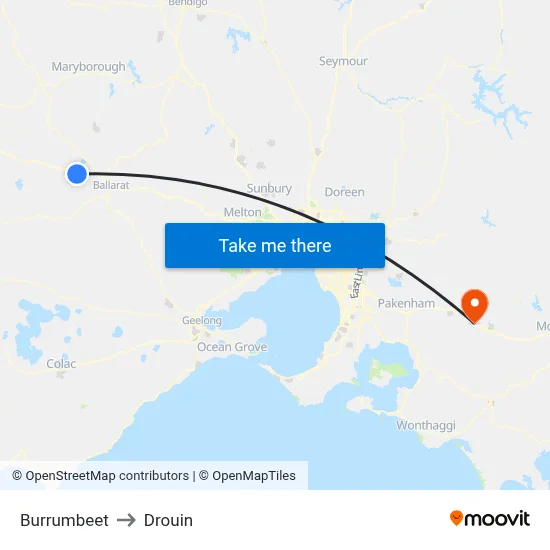 Burrumbeet to Drouin map