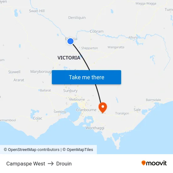 Campaspe West to Drouin map