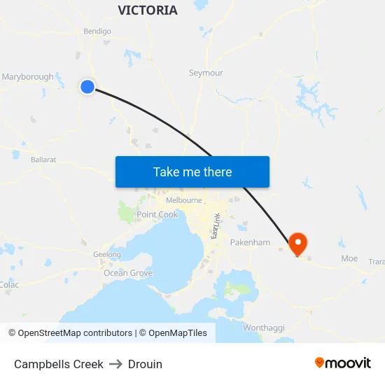 Campbells Creek to Drouin map