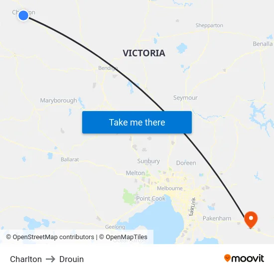 Charlton to Drouin map