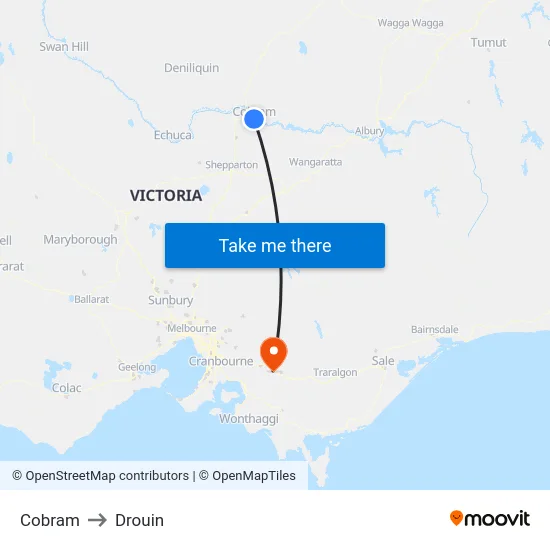 Cobram to Drouin map