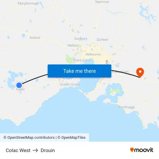 Colac West to Drouin map