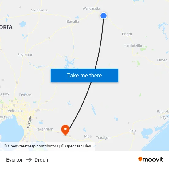 Everton to Drouin map