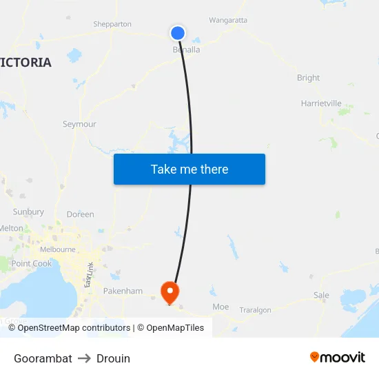 Goorambat to Drouin map