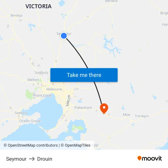Seymour to Drouin map