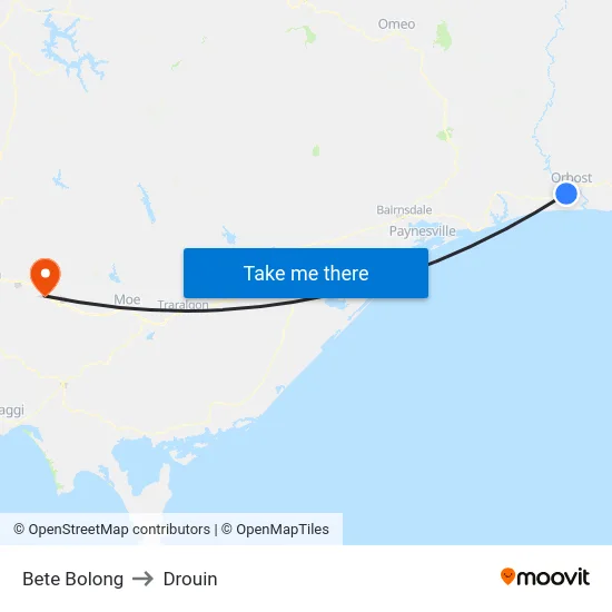 Bete Bolong to Drouin map