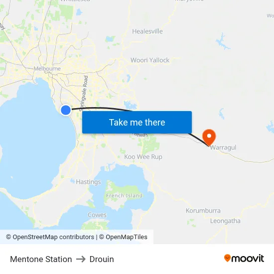 Mentone Station to Drouin map