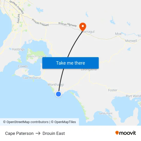 Cape Paterson to Drouin East map