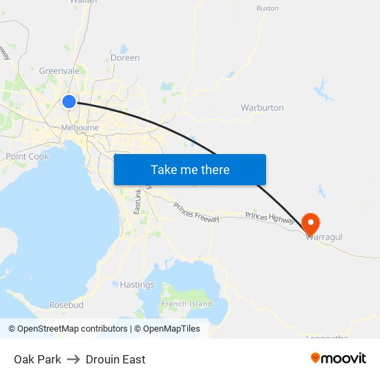 Oak Park to Drouin East map