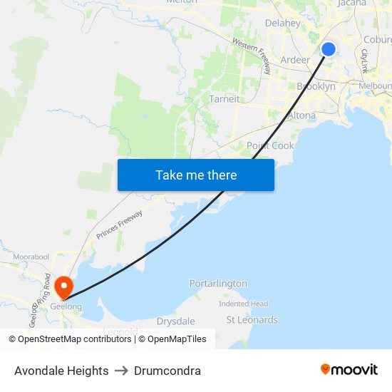 Avondale Heights to Drumcondra map