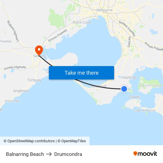 Balnarring Beach to Drumcondra map