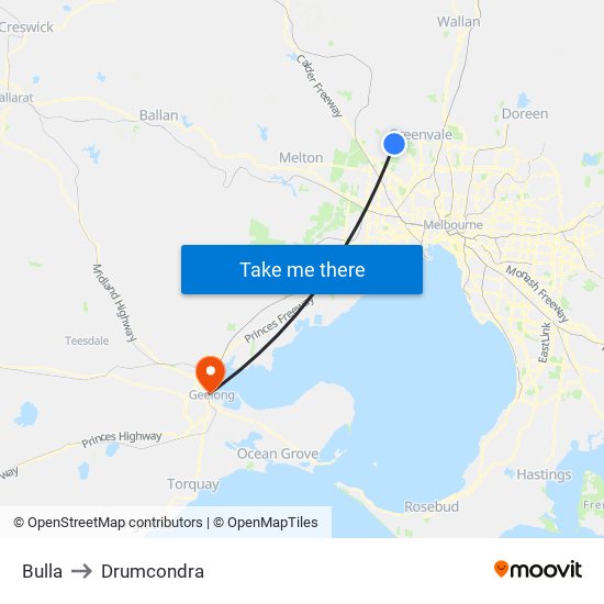 Bulla to Drumcondra map